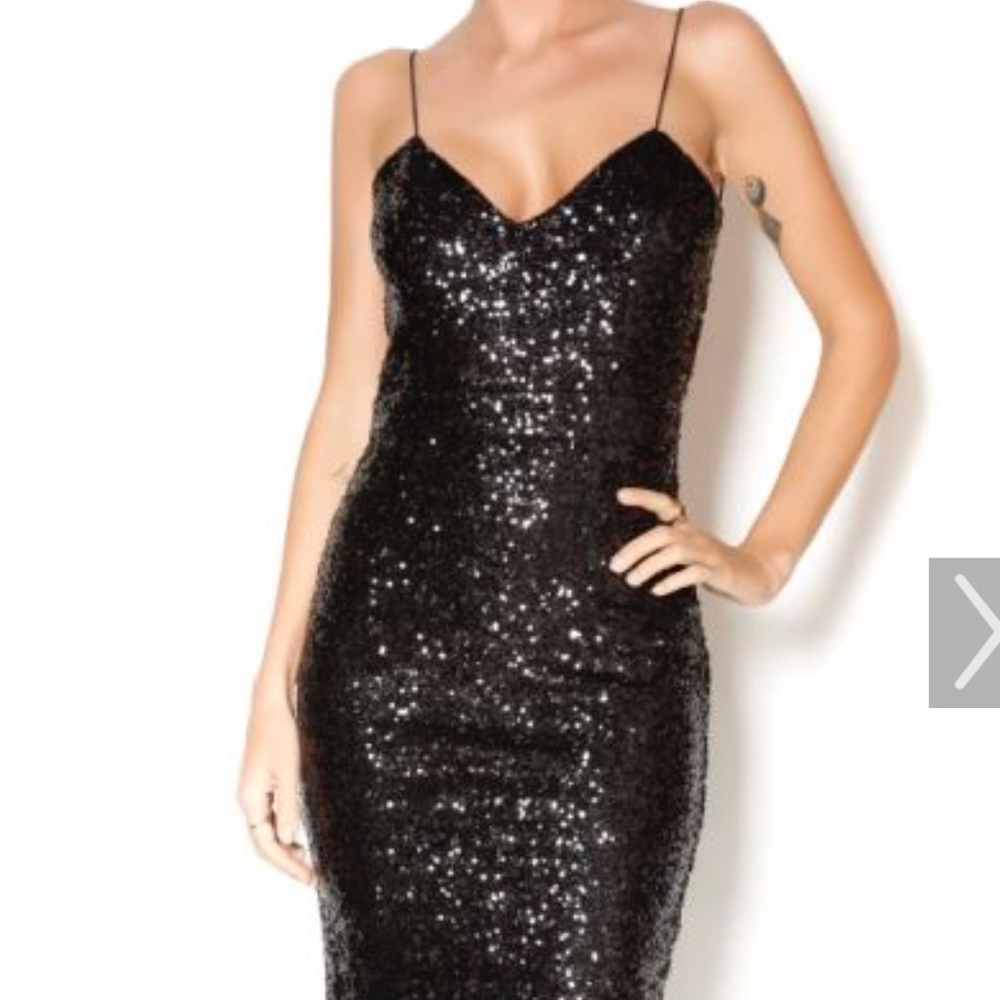 Black Backless Sequin Dress